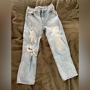 Women Abercrombie & Fitch MidRise Boyfriend Jean size 25 Color LIGHT RIPPED WASH